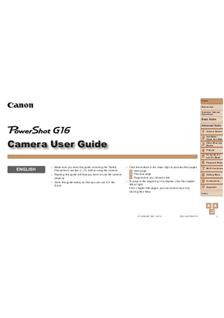 Canon PowerShot G16 manual. Camera Instructions.